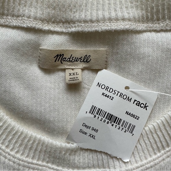 Madewell Top Elwood Knot Front Long Sleeve Jacquard Ivory Cream XXL NWOT - Picture 8 of 12